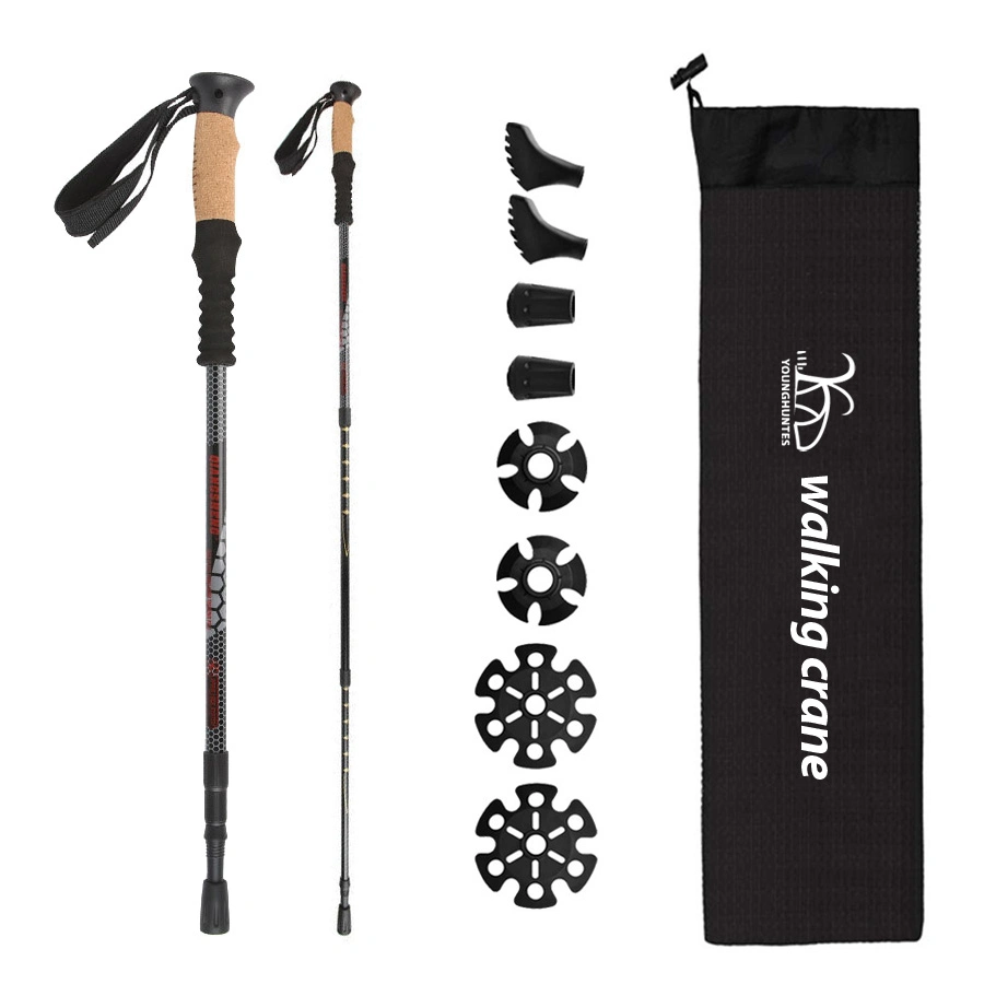 Simple Design Walking Poles Aluminum Adjustable Telescopic Trekking Poles for Camping and Mountaineering