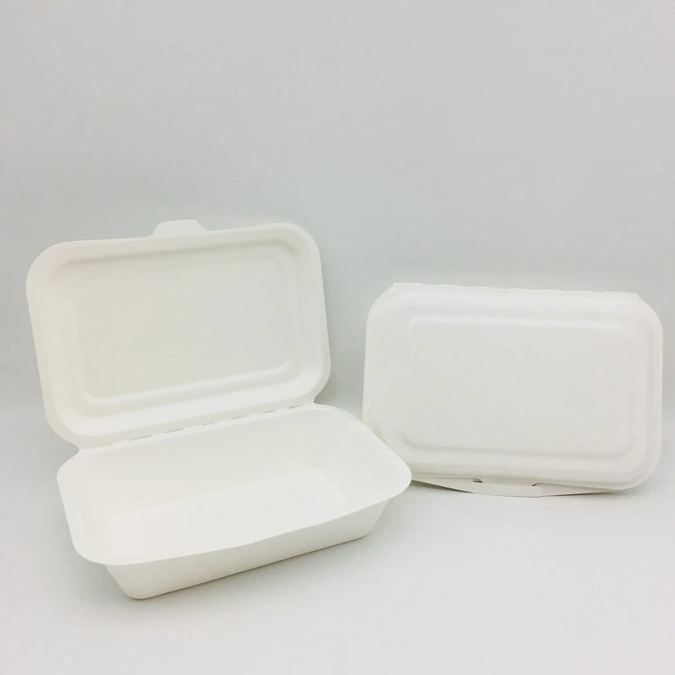 100% Bagasse Pulp Tableware Clamshell Lunch Box Food Container