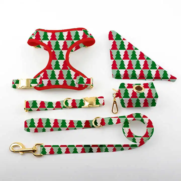 Pet Print Harness Vests and Leash Sets for Christmas Season