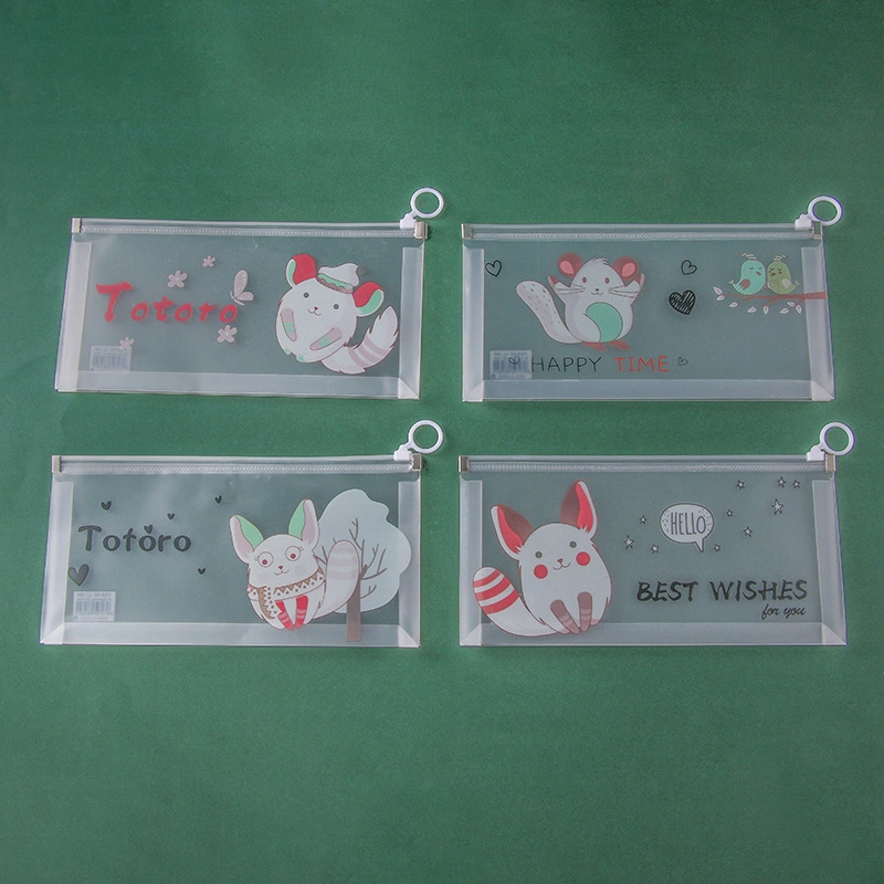 A6 Cartoon Totoro Clear Waterproof Portable Zipper Bag for Office School Stationery Supply