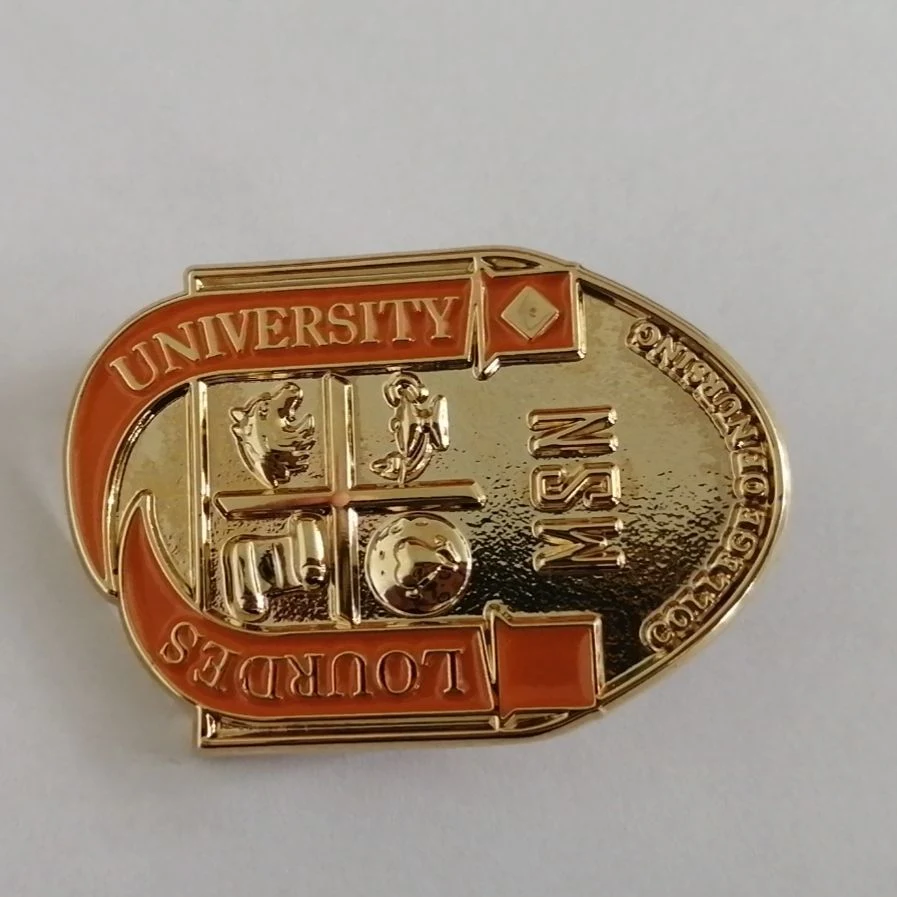 Custom 3D Lapel Pin Badge in Gold and Silver Plating