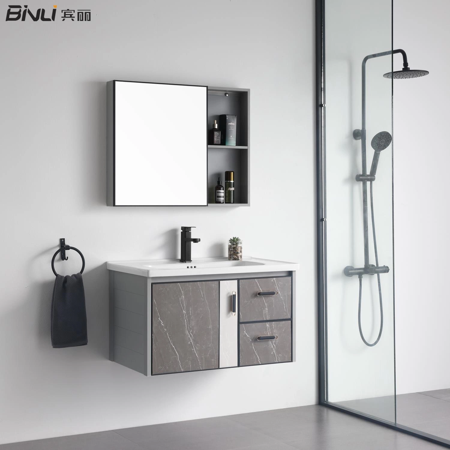 Modern Furniture Wholesale/Supplier Bathroom Vanities Double Drawers Bathroom Storage Cabinet with Basin Sink