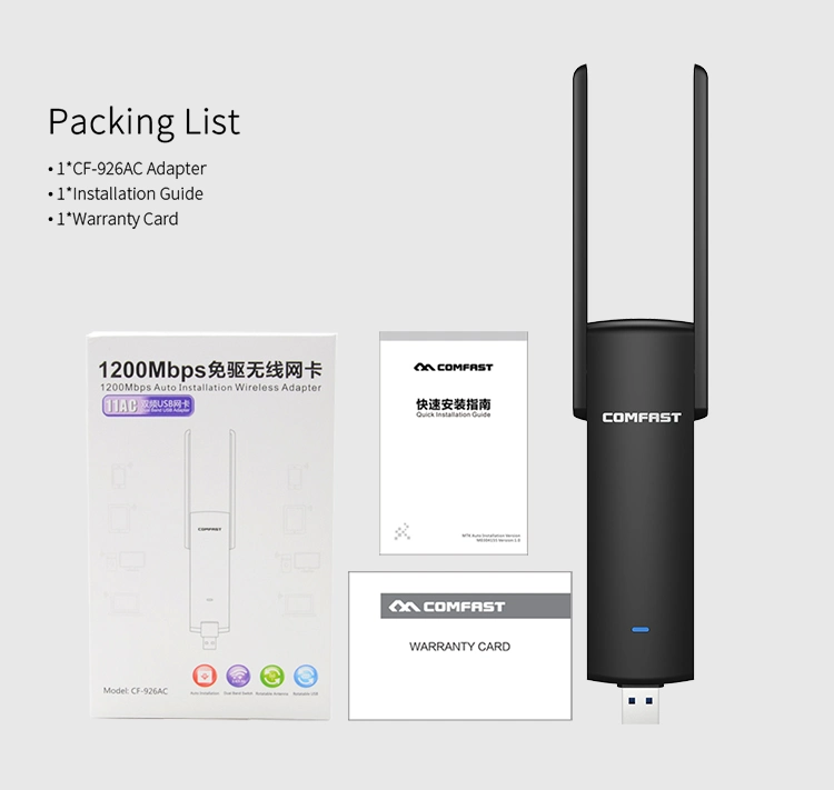 Беспроводной сетевой адаптер WiFi Mt7612 802.11AC/A/B/G/N USB 3.0