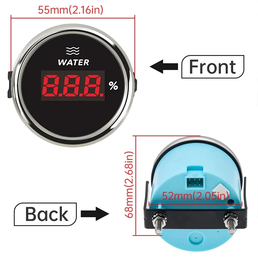 Digital Water Level Gauges 0-100% Water Level Meters 0-190ohm for Auto Boat Agricultural Machinery Engines Generating Units