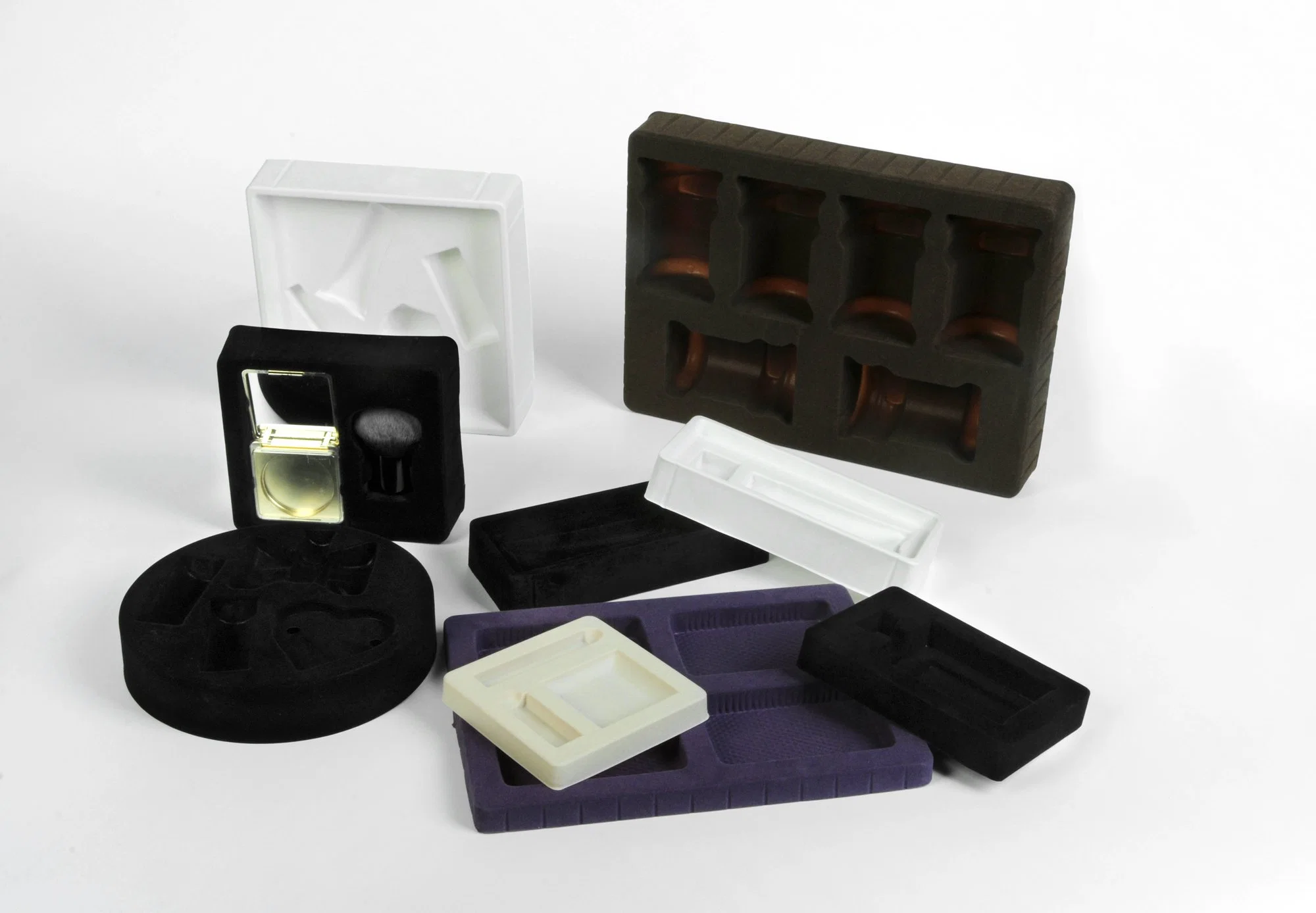 Los cosméticos de embalaje de blister de plástico para Cosmética flocado embalaje PET RPET caja de juguetes electrónicos embalaje blister Box