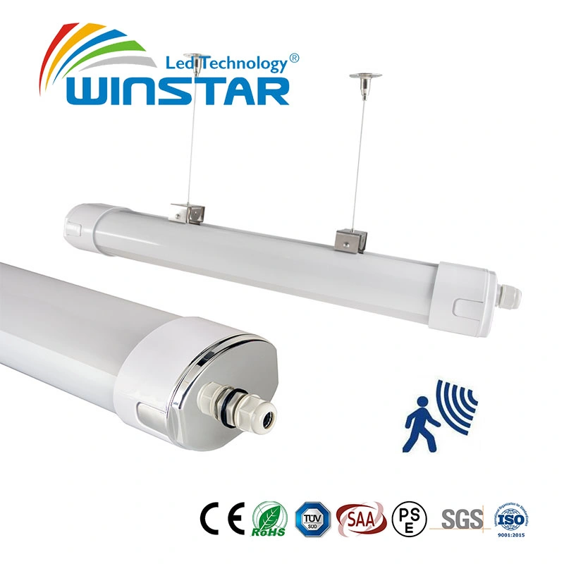 Warm White Light Adjustable 2FT 55/60/65/70W 100lm LED Triproof Linear Lighting for Emergency