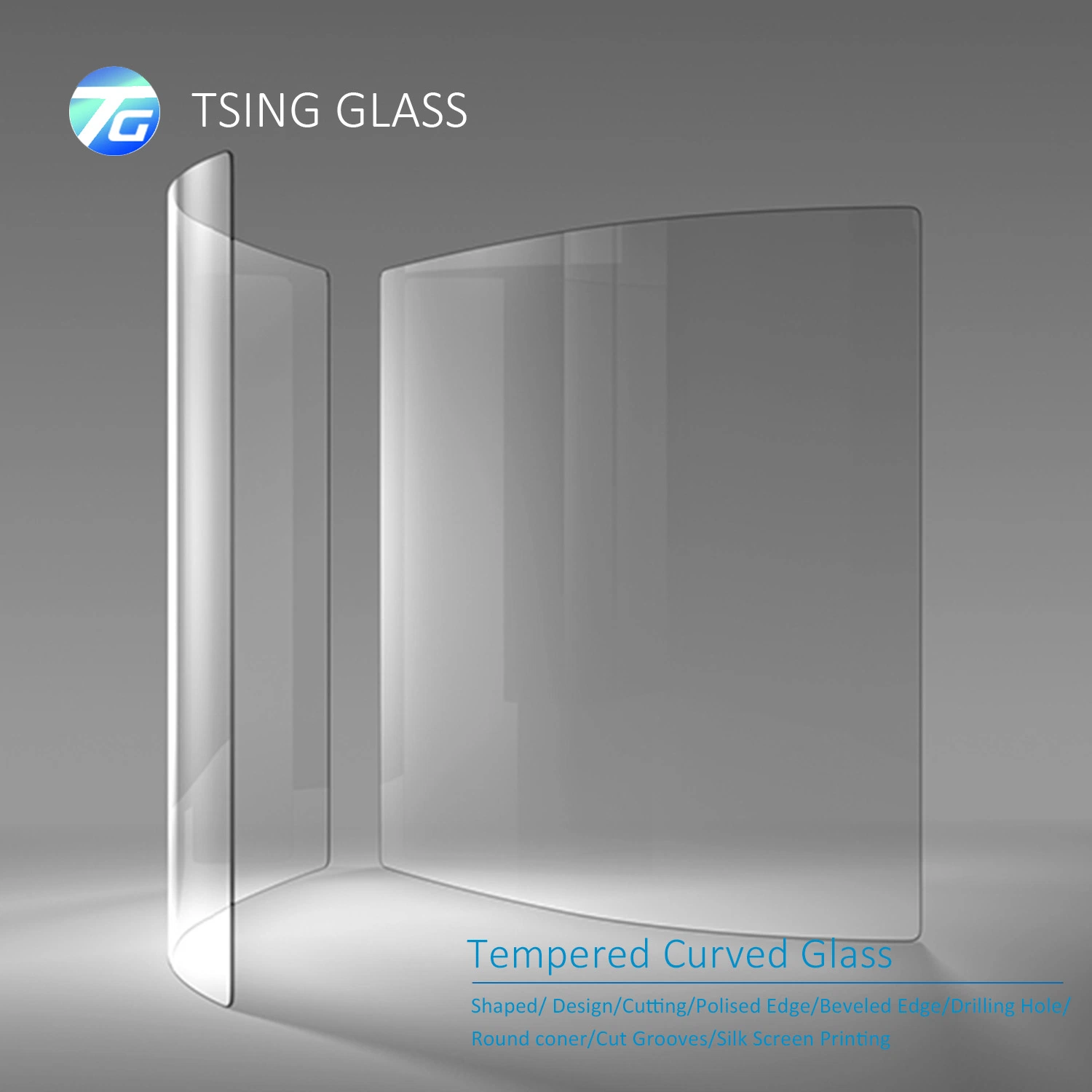 6mm 8mm Tempered Curved Glass /Hot Bent Glasss/Curved Glass for Door/Freezer Display/ Icebox/Furnace/Railing Fence