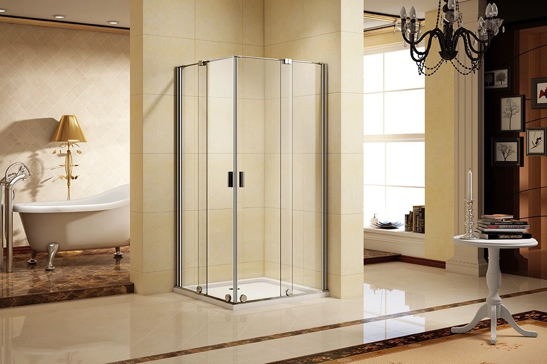 8mm Tempered Glass Wet-Room Shower Door as Full-Length Bathroom Mirror