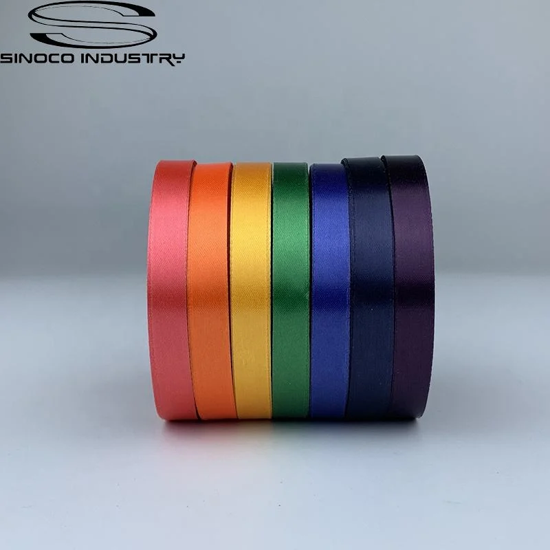 Sinoco Customized Satin Tape Pure Colors Satin Ribbon Customized Printed Logo Ribbon