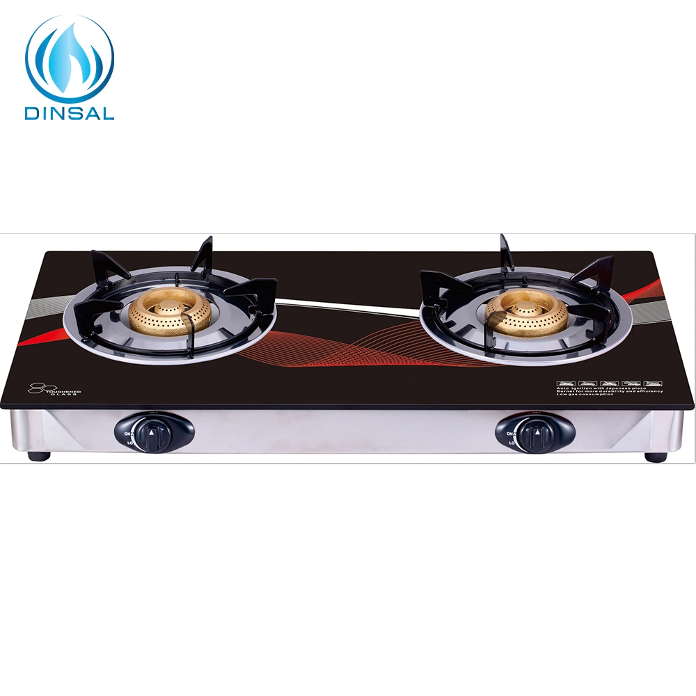 Kitchen Appliance 7mm Tempered Glass Double Burners Gas Stove