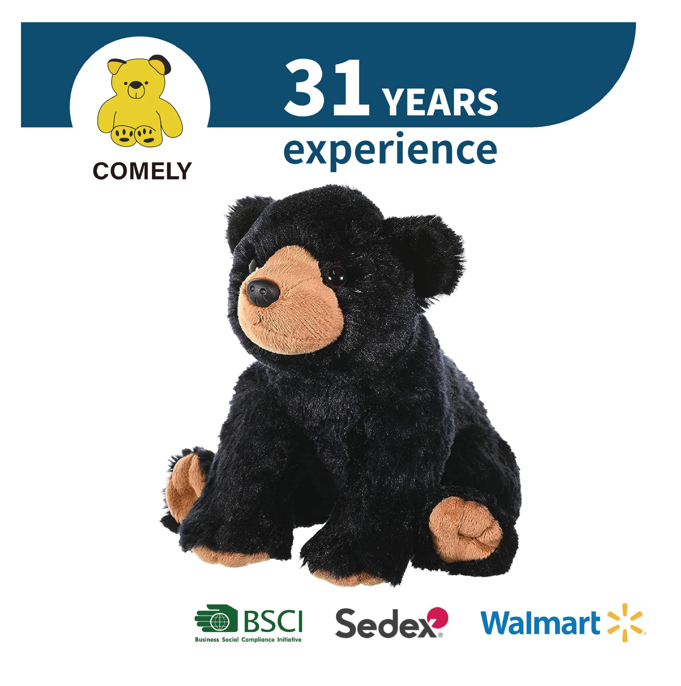 Wild Animals Black Bear Plush, Stuffed Animal, Plush Toy Custom, Gifts for Kids