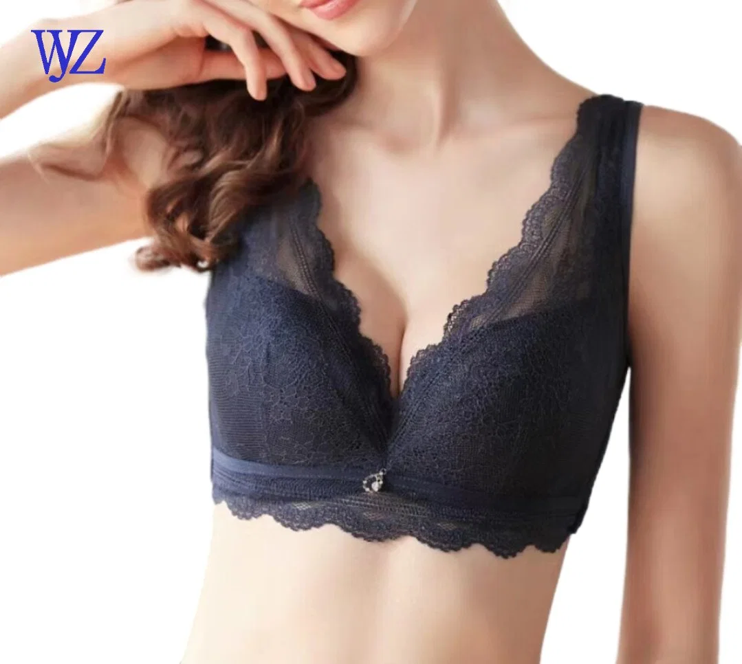 Basic Style Moulded Confortable Sexy Lace Ladies&prime; Bralette Breathable Lingerie with Plus Size