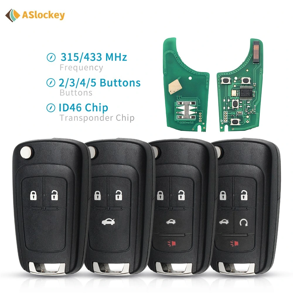 Car Alarm Key Fob for Chevrolet Malibu Cruze Aveo Spark Sail 2/3/4/5 Buttons 433MHz ID46 Chip Door Lock Remote Key