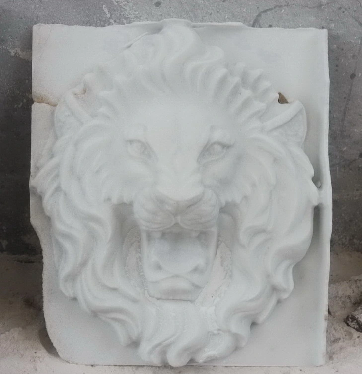 White Nature Marble Animal Head for Home Garden, Wall Decoration