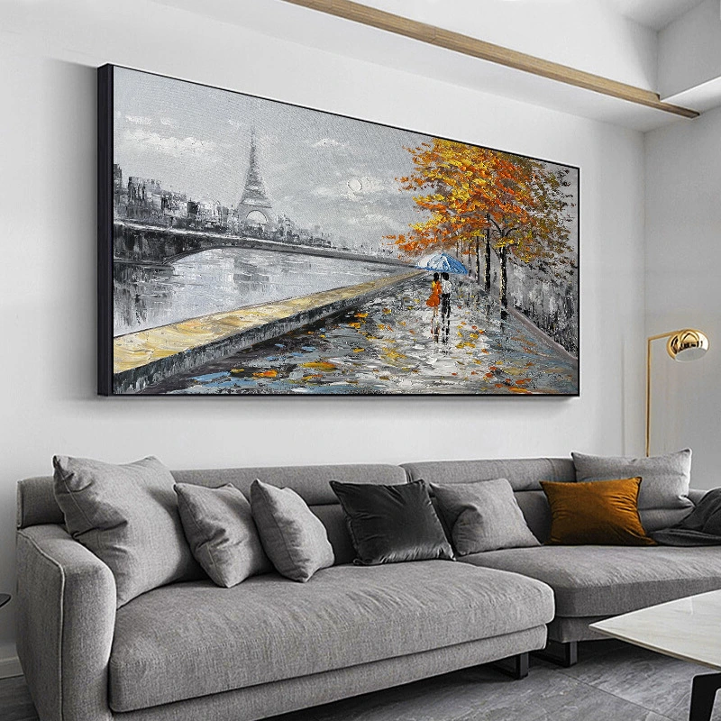 Dropshipping Home Decora Eiffel Tower Canvas Print Modern Wall Art Landscape Handmade Oil Painting for Living Room