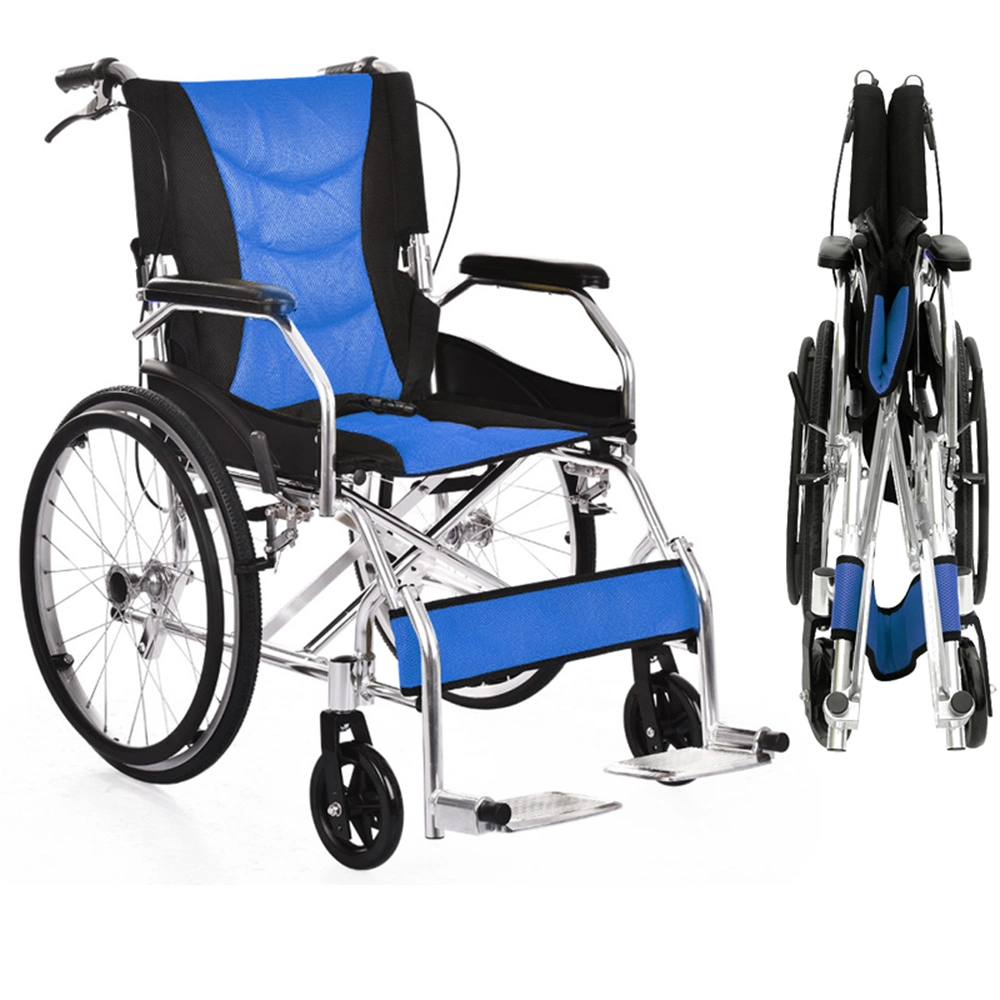 20 Inch Wheelchair with Foldable Backrest and Handle Brakes with Rehabilitation Medical Wheelchair