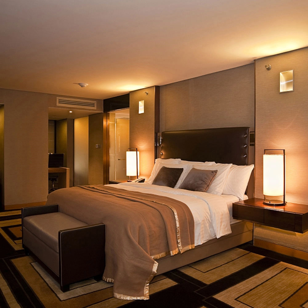 Luxe de haute qualité mobilier d'hôtel en bois massif ensemble de chambres très grand lit