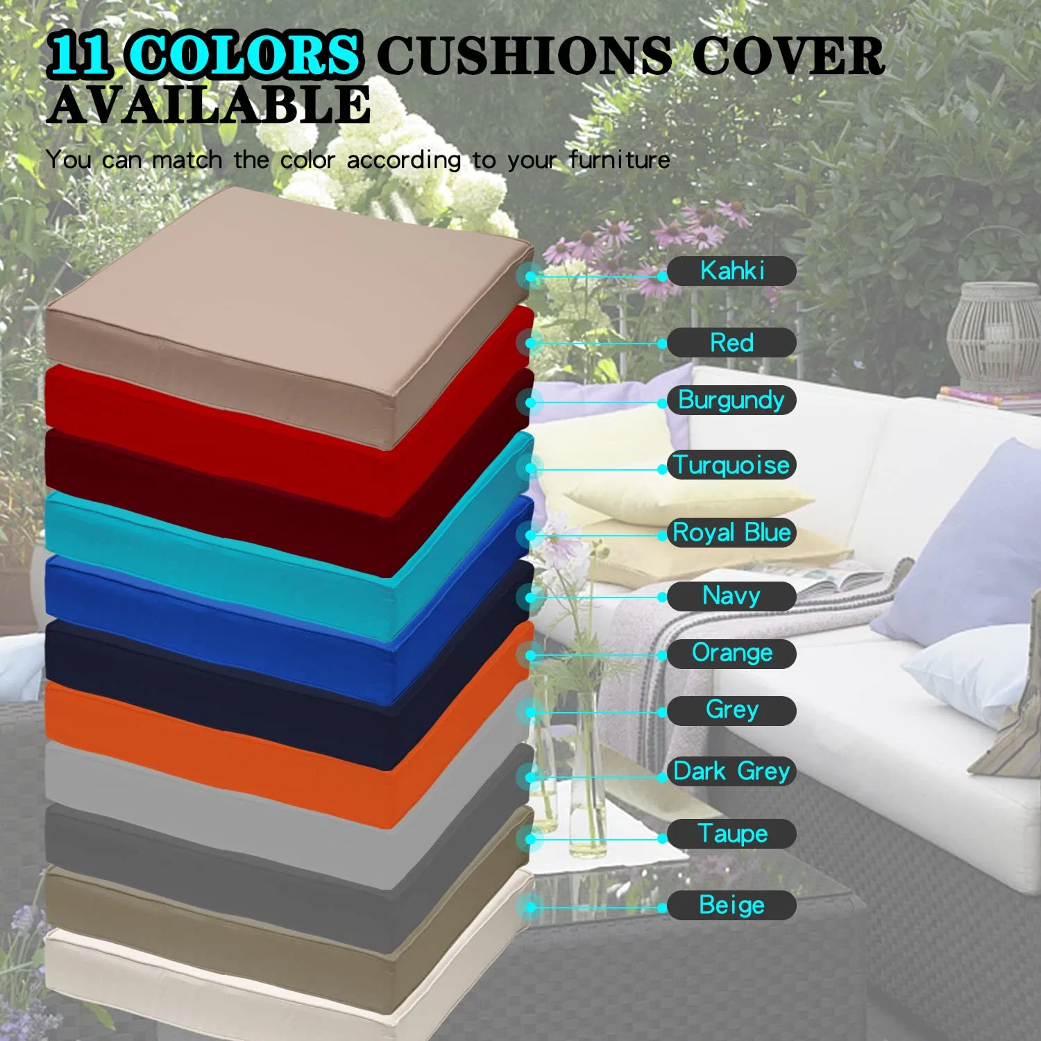 Housse de coussin imperméable en polyester pour dossier de patio extérieur