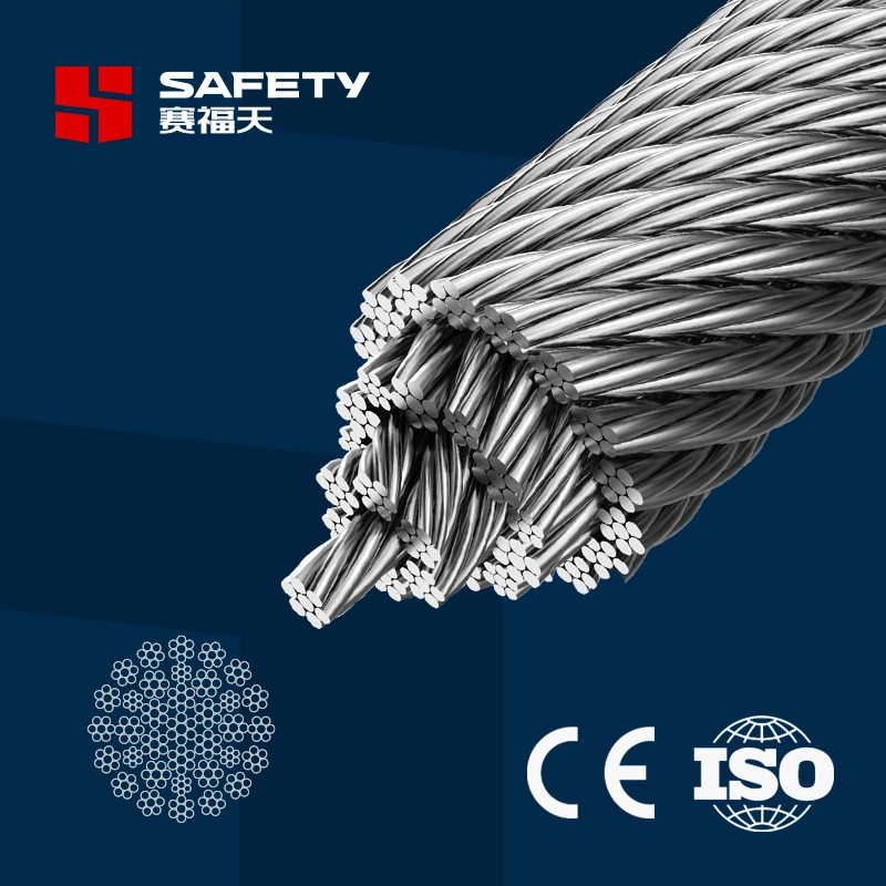 5/16" Inch 35*7 35X7 Main Hoist Rotation Resistant Steel Wire Rope Anti-Twisting Cable Cord Specifications 1960 N/mm2 35W*7 35wx7 BS En 12385 DIN 3055