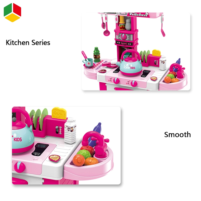 QS 2022 New Children Wholesale/Supplier Cooking Set Toys Pink Simulation Spray Kitchen Pretend Play Kitchen Set Toy for Girls