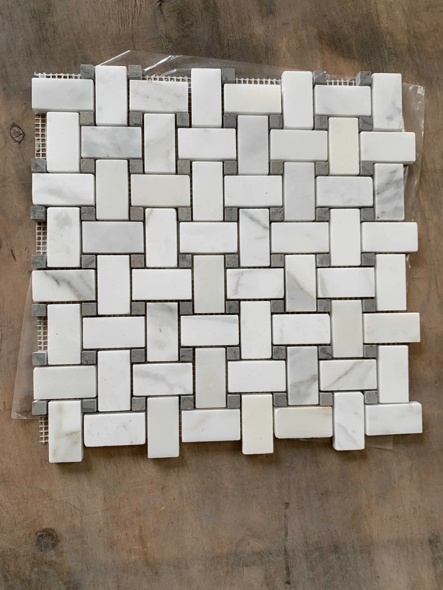 12" X 12" White Marble Basketweave Mosaic Wall & Floor Tile