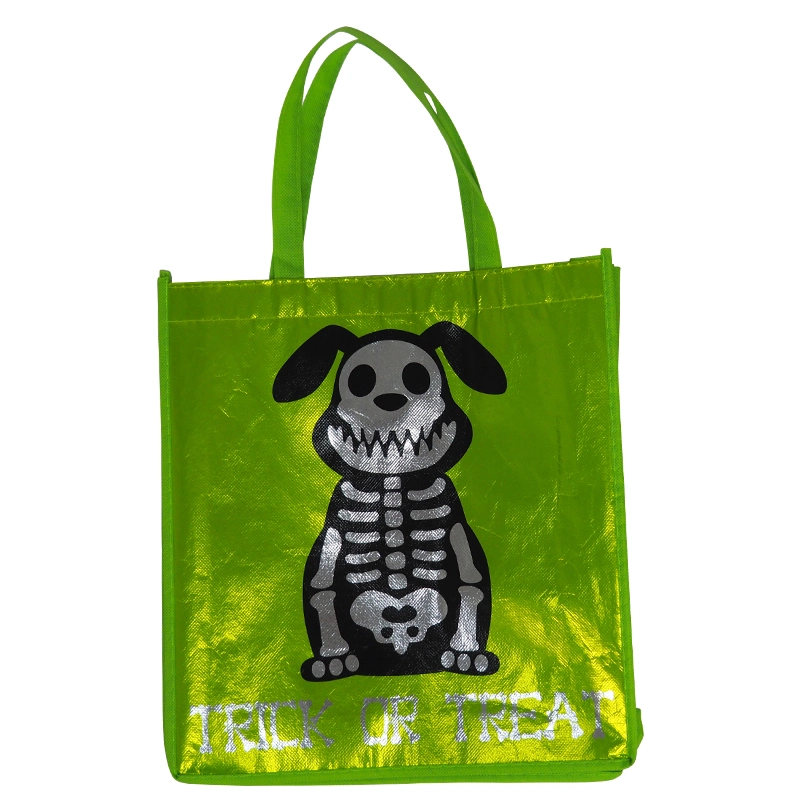 Reusable Biodegradable Halloween Handled Tote Bag with Shinny Effect Shopping Bag Candy Bag