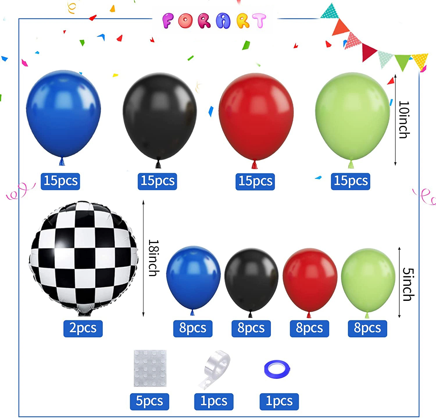 Guirnalda Globos de coche de carreras Juegos de arco, con azul amarillo rojizo globos globos de látex para niños Cumpleaños Baby Shower Boda decoraciones suministros