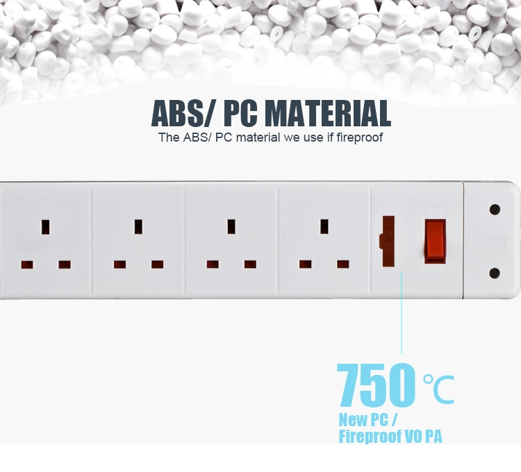 Smart 4 Outlet BS 13A Power Strip with USB Socket