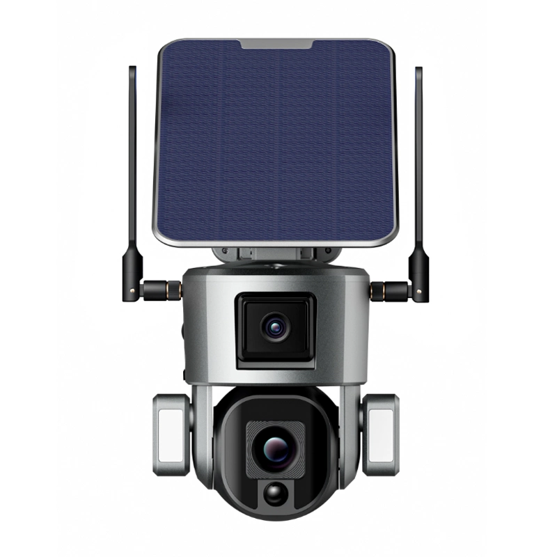 4G/WiFi Cámara CCTV Solar inalámbrica lente doble 10X Zoom óptico Cámaras de Seguridad