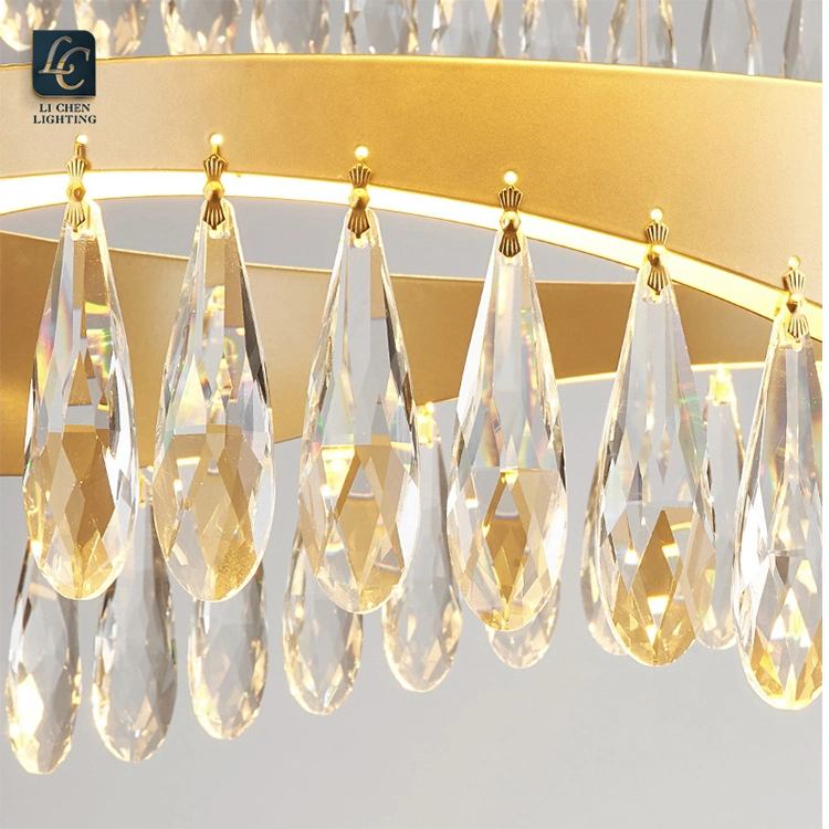 Decoração interior Antique Brass Modern Crystal Pendant Light