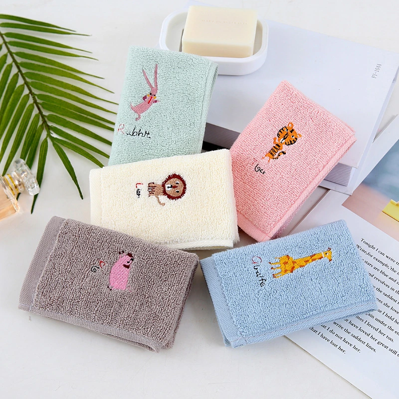 Pure Cotton Face Towel Baby Child 30X30cm Small Cleaning Towel Soft Household Water Absorption Embroider Logo Towel