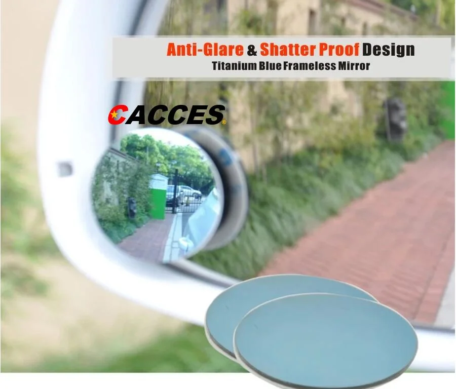 2" Round Blind Spot Mirror,360 Degree Adjustabe HD Glass Convex Wide Angle Rear View Car SUV Universal Fit Stick-on Lens Anti-Glare Blue-Tinted Frameless Mirror