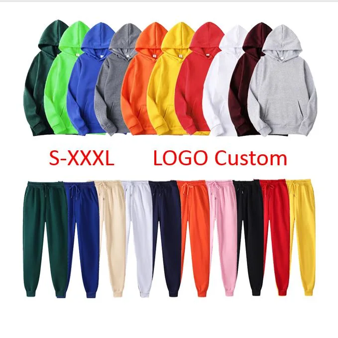 Wholesale Leisure Unisex Fashion Plain Sweatshirt Sports Wear Clothes OEM Custom Printing Logo Breathable Jogging Set Sweat-Absorbent Tracksuit for Men Women