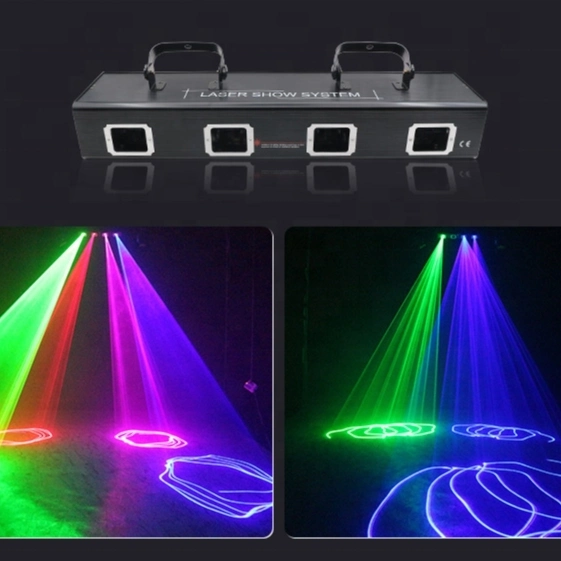 Portable 4 Eyes RGB 3 in 1 Full Color Beam Laser Moving Laser LED Stage Party Disco Light