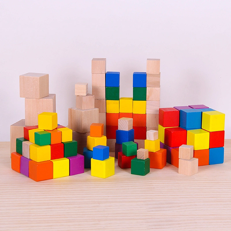 Rainbow Stacker bloques de madera Matemáticas ayudas para la enseñanza 2-3cm Juguete cuadrado 30pcs/juego