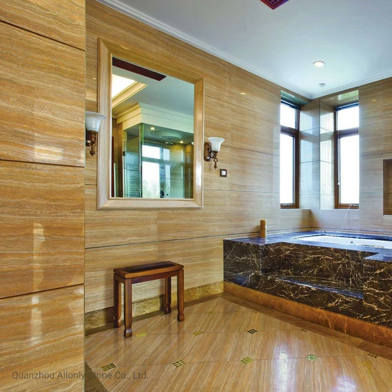 Chinês Estagiário de mármore Dourado Slab Natural Travertine Wall and Floor Ladrilho
