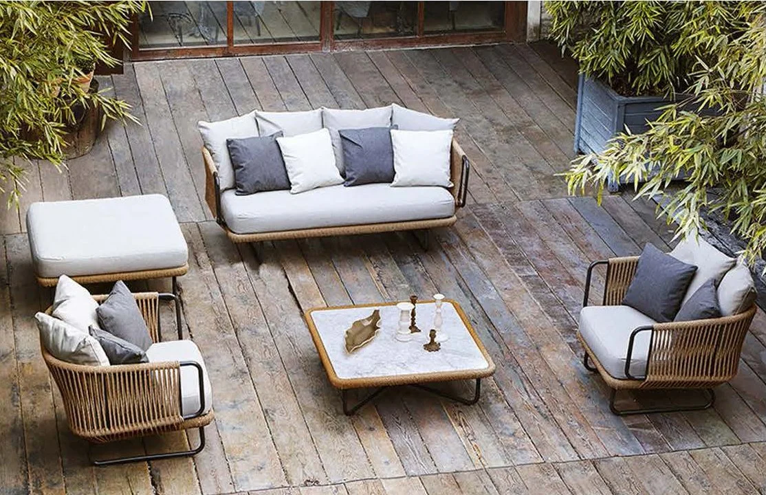 Отель Zhida Домашняя мебель сад, водонепроницаемый патио алюминий современной плетеной отдыхающих диван комплект садовой мебелью с табурет
