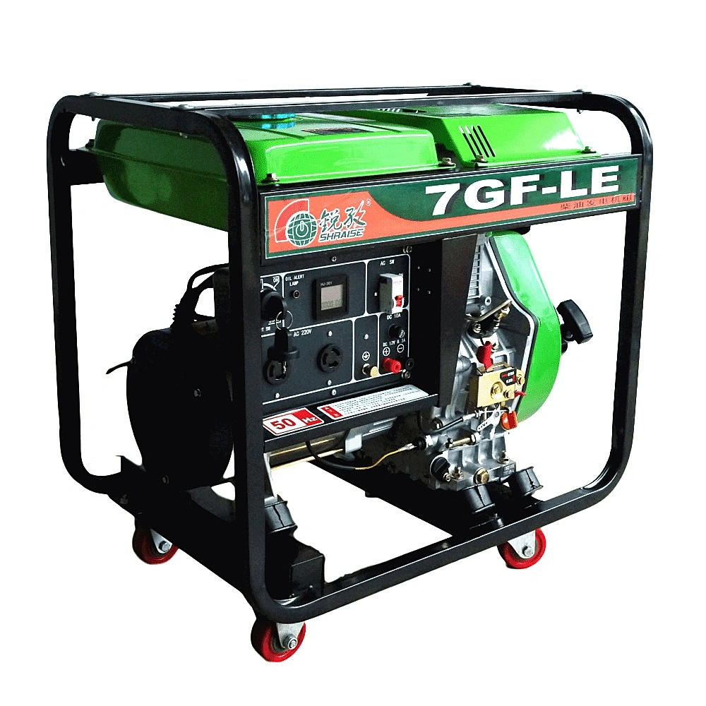 Raise 7.2kw Power Electric Start with Four Wheels Portable Diesel Generator Set Shanghai