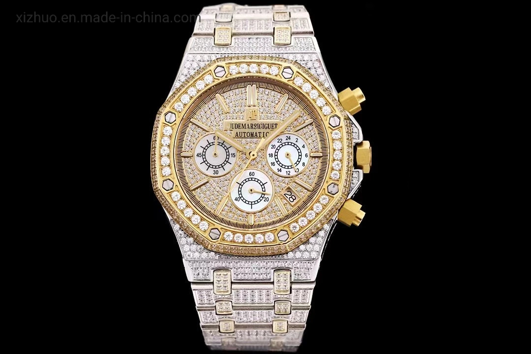 2023 Iced out lujoso reloj de pulsera reloj de diamantes Oro Plata hombres Relojes Hip hop con la caja regalos de joyas de gran diámetro ver Proveedores