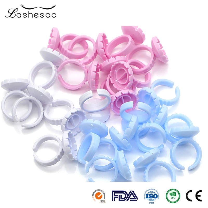 Mengfan Glue Ring Adhesive Eyelash China Plastic Eyelash Extension Ring Manufacturer Eyelash Glue Container Ring Fast Fanning Glue Rings Cup Custom Flower Lash