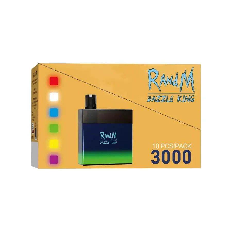 Authentic Randm Dazzle King 3000 Puffs 8ml Colorful LED Light USB Charge Port E Cigarette Disposable/Chargeable Vape Device