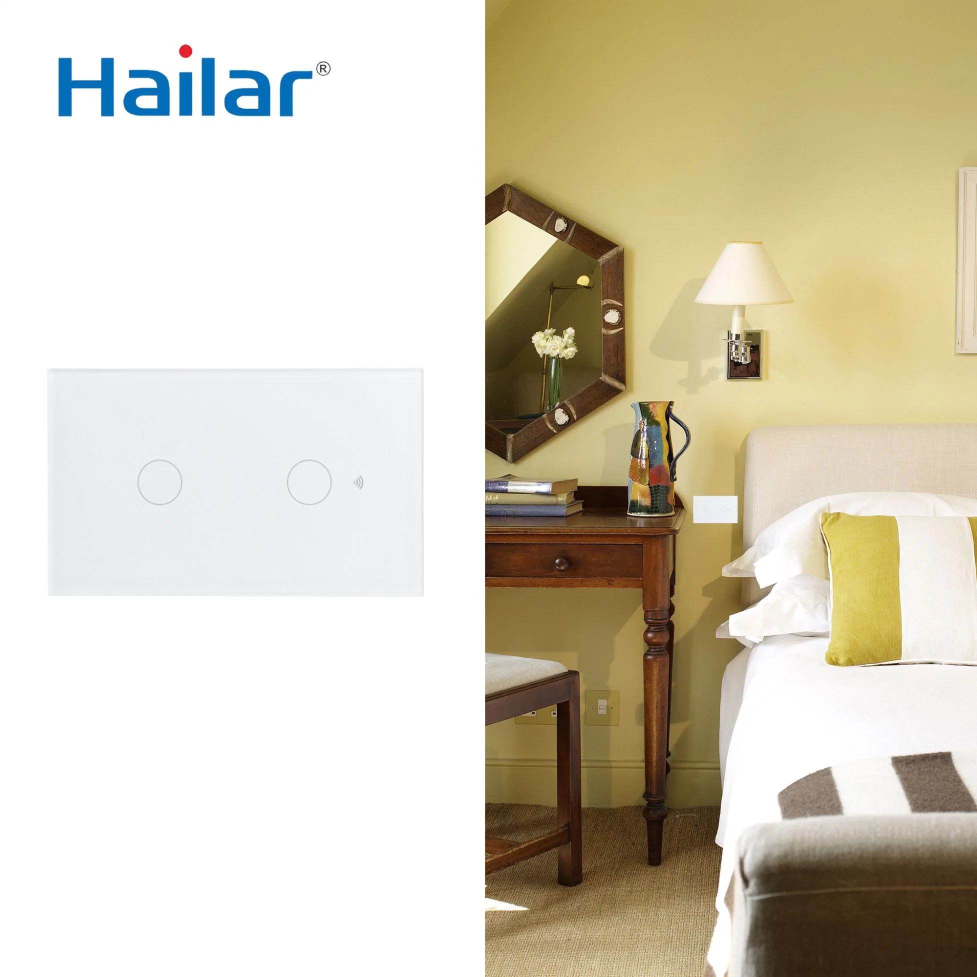 Hailar Smart americano 2 Pista Stop Home toque no interruptor de parede WiFi