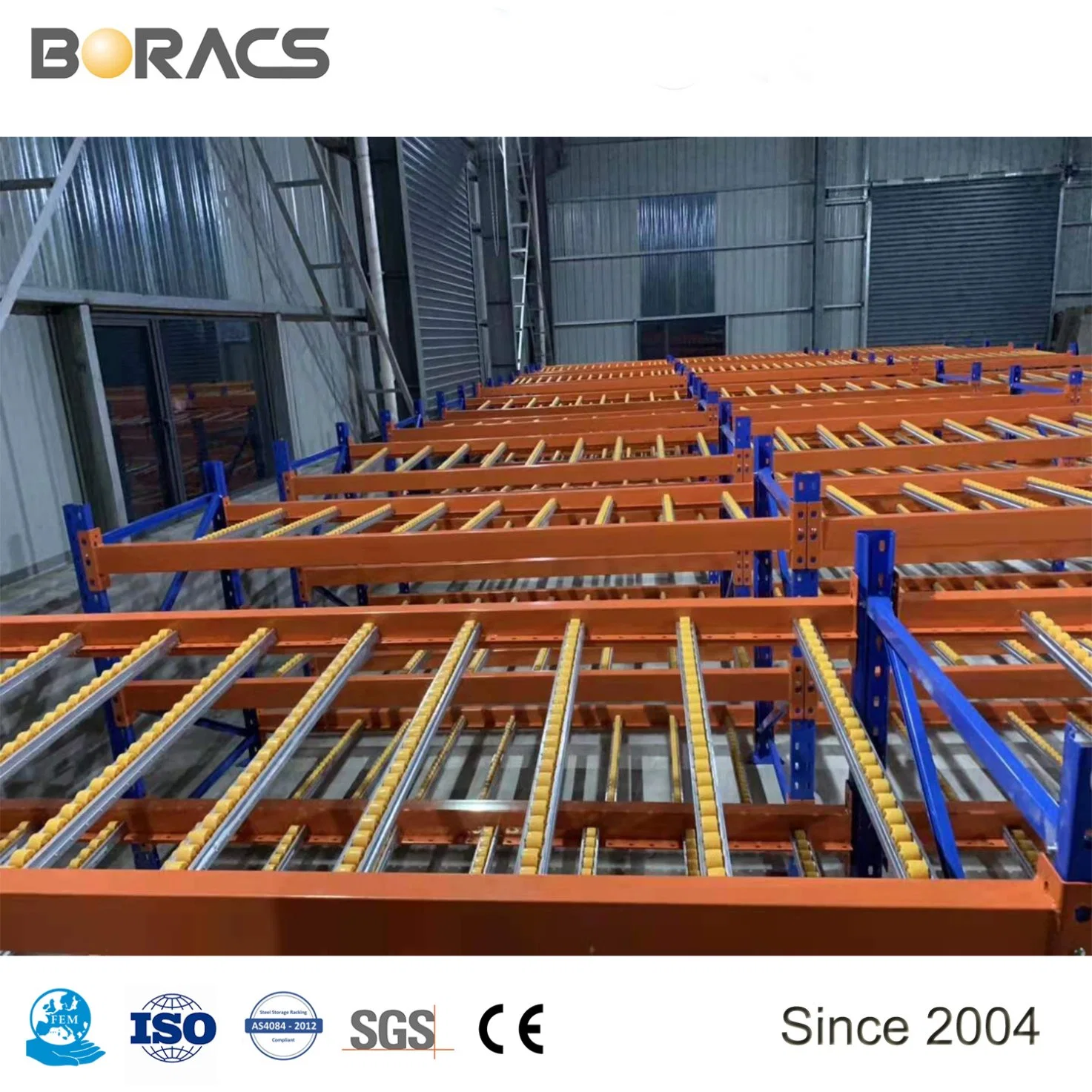 Rayonnages de stockage de la gravité de la Chine fifo Carton Flow Rack Racks de stockage par le biais de flux de rouleau de soutirage avec boîtier en plastique Bin