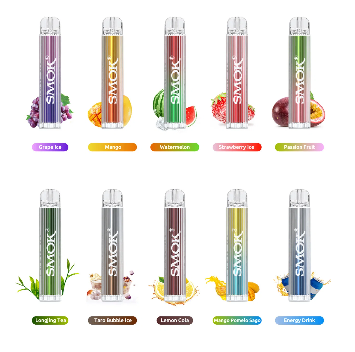 Smok Rainbow Bar up to 600 Smooth Puffs No Need Refill or Recharge Vapes OEM