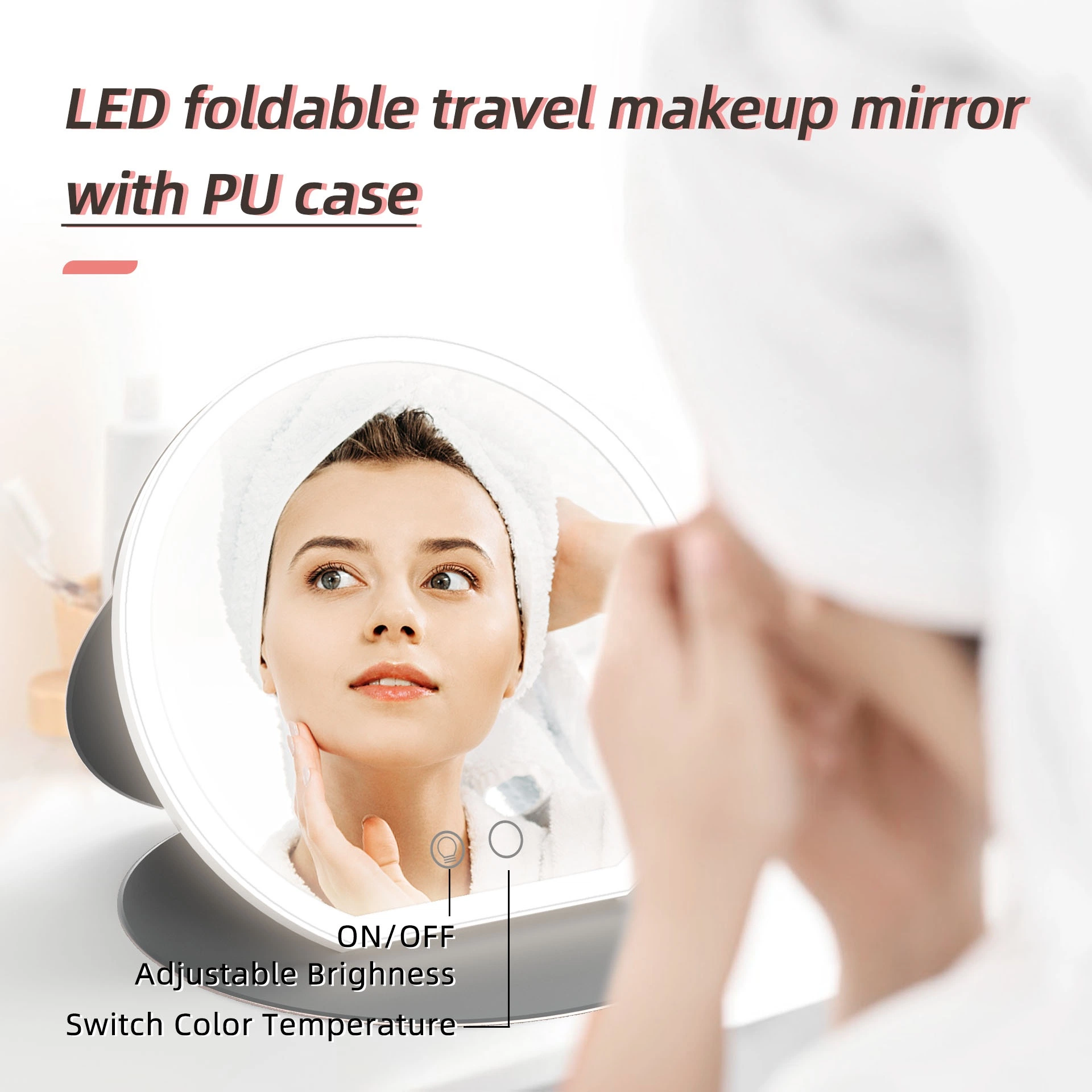 Smart Vanity Mirror LED Light Rechargeable Cosmetic Mirror Touch Screen Makeup Desktop Mirror