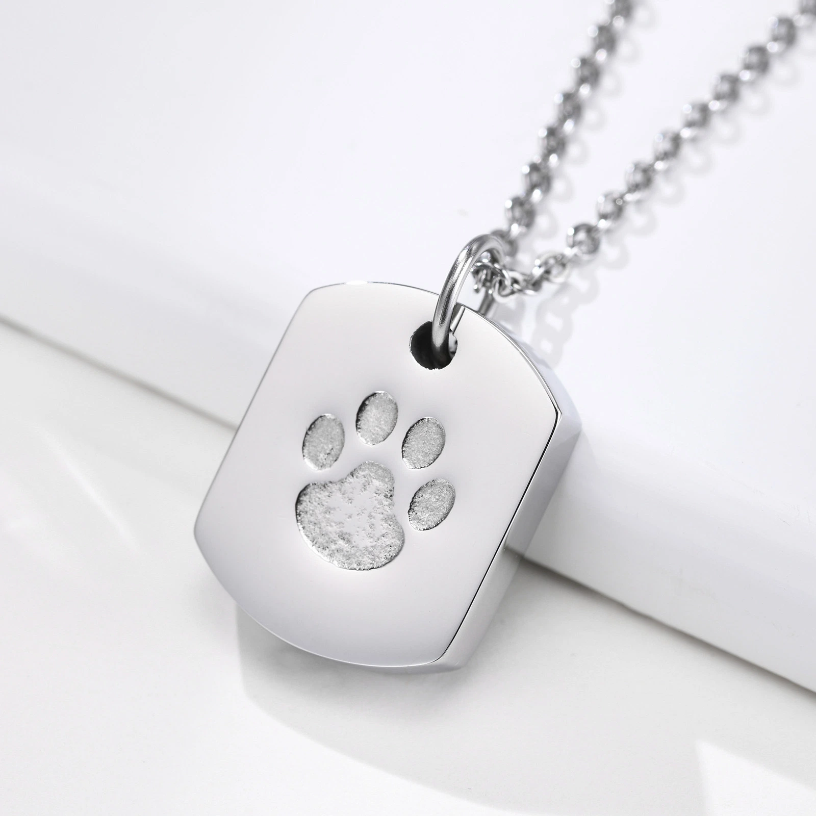 Stainless Steel Dog Paw Urn Can Be Opened Pendant Black Men's Necklace Twist Open Metal Accessories