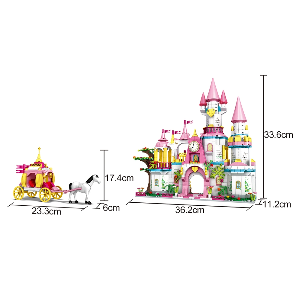 Woma Jouet Vente au détail Étudiant Princesse Prince Château Maison Modèle Construction Bloc Cadeau Enfants Carrosse Jardin Oyuncak Jouet Brique DIY Jouet