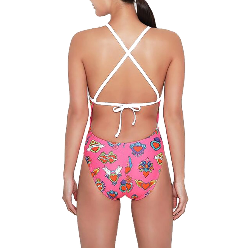 Sublimation Bedruckte Bademode Polyester Badeanzug Damen Sportswear One Piece Bathing Anzug Beachwear Surfanzug