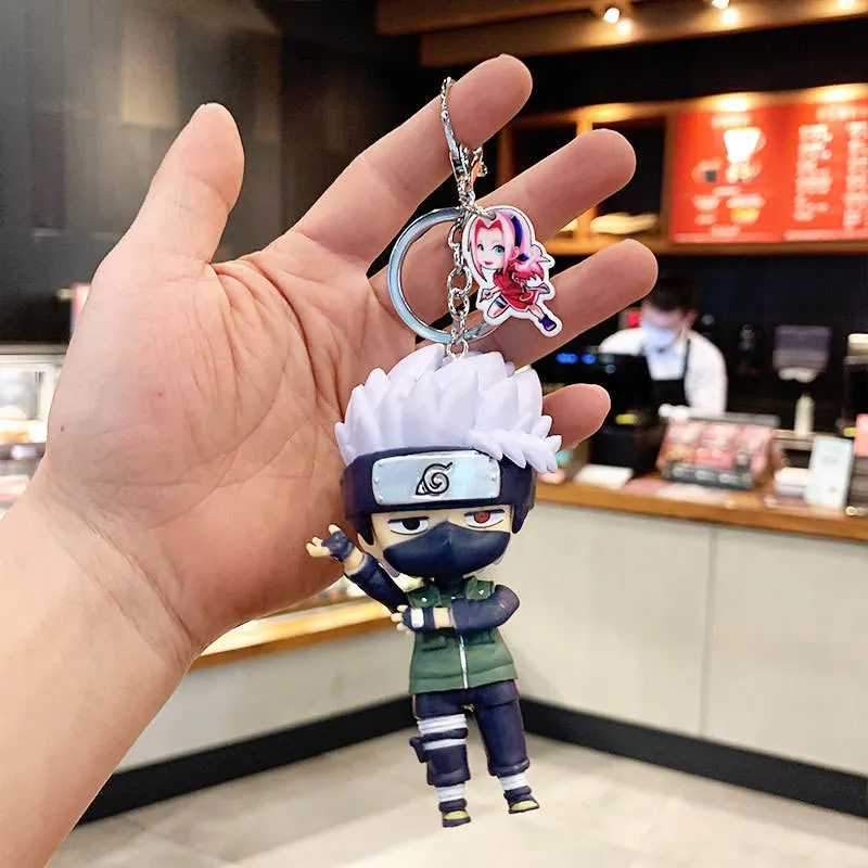 Conjunto de cartao Pendant PVC Doll Uchiha Sasuke anime Keychain