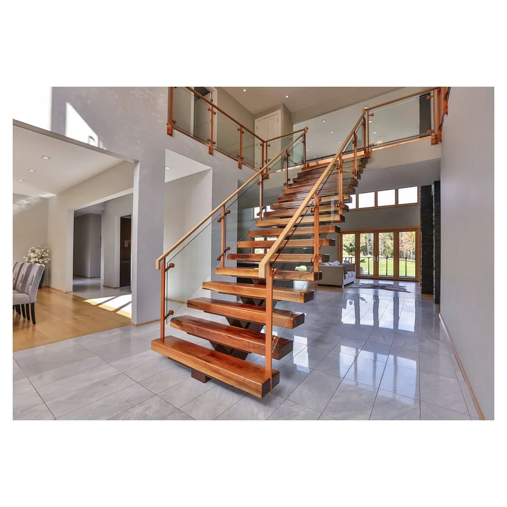 Prima Indoors and Outdoors Modern Design Steel Wood Prefabricated Straight Staircase